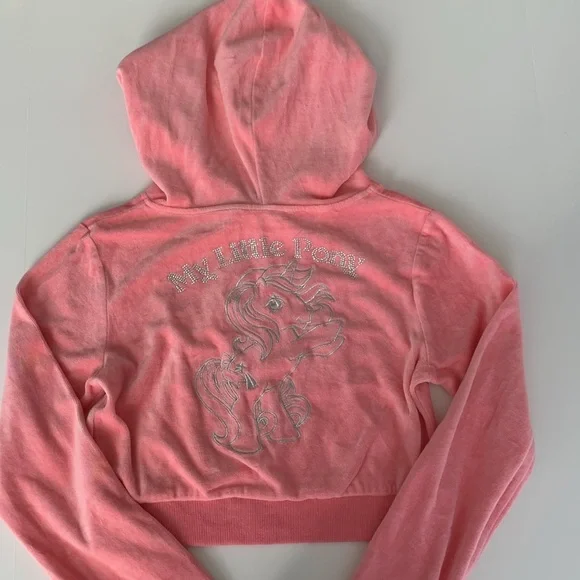 DOLLS KILL ‘MY LITTLE PONY’ PINK CROPPED ZIP UP HOODIE•JR’s Medium - Picture 11 of 12